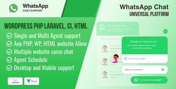 WhatsApp Chat – Universal Platform WordPress PHP & HTML Standalone Software