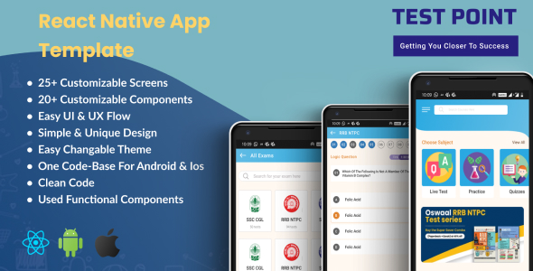 Test Point – React Native E-Learning App Template