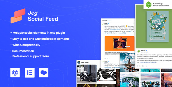 Jeg Social Feed for WordPress Widget Shortcode & Add Ons for Elementor & WPBakery Page Builder