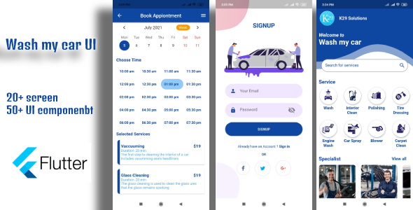 Car wash flutter UI