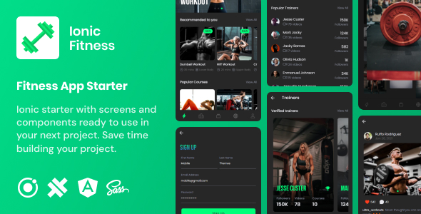 Ionic Fitness | Ionic 5 | Angular | UI Theme | Template App | Starter App & Components