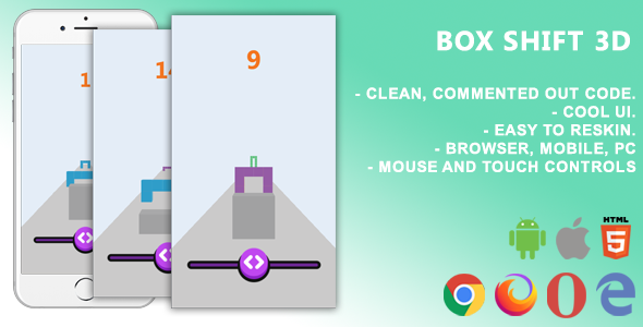 Box Shift 3D. Mobile, Html5 Game .c3p (Construct 3)