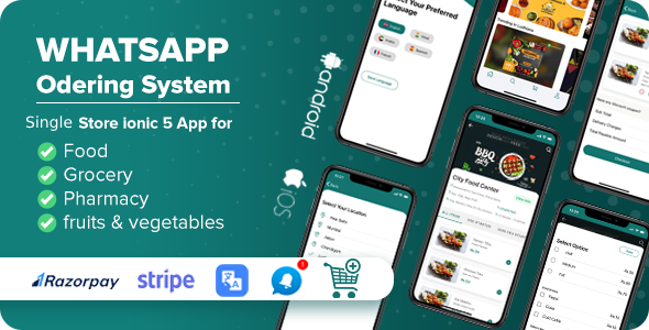 Whatsapp Ordering – Multi Purpose Single Store ionic 5 App Complete solution with Laravel Backend