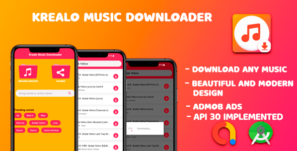 Krealo Music Downloader 2021 – Android Source Code