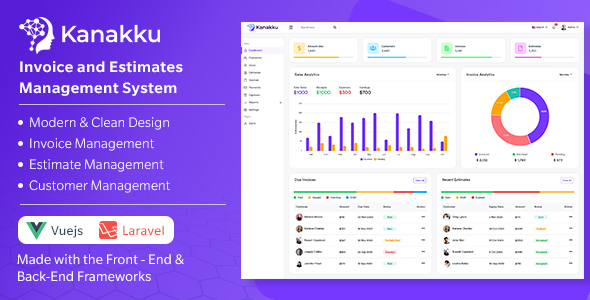 Kanakku – Invoice and Estimates Management System – (Frontend – Vuejs + Backend – Laravel)