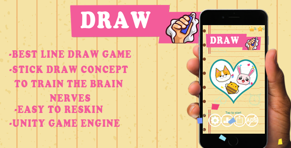 Brain line draw colorful game unity android & Ios