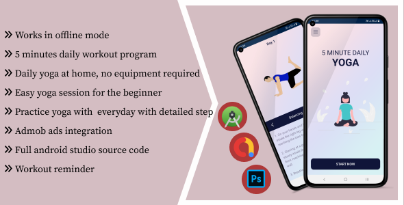 5 Minutes Daily Yoga Workout – Android Full Application with Admob