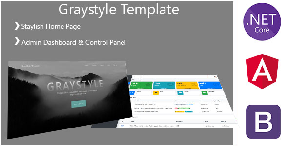 GraystyleST – Angular 10 & Above / .Net Core / Startup Template, Admin Panel & Stylish Home