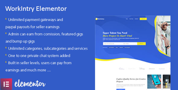 Workintry – Freelance and Job Board Elementor Extension WordPress Plugin