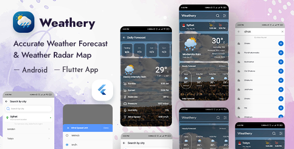 Weathery – Weather Forecast & Radar Map Flutter App