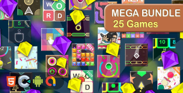 Mega Casual Game bundle – 25 Games(Html5 + Construct 3 +Mobile)