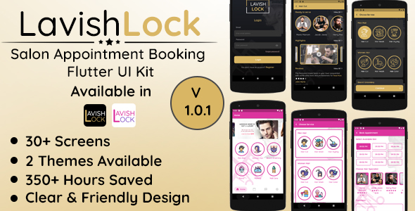 Lavish Lock – Flutter App UI Kit for Salon Appointment booking