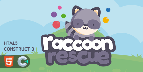 Raccoon Rescue Bubble Shooter HTML5 Construct 3 Game