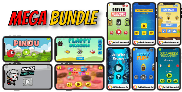 Mega Bundle #1 – 10  Android Games Projects with AdMob