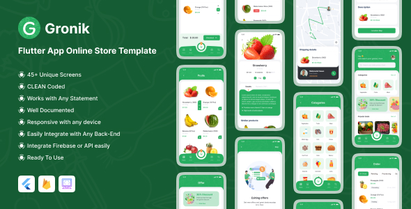 Gronik – Grocery Shop Flutter App Online Store Template