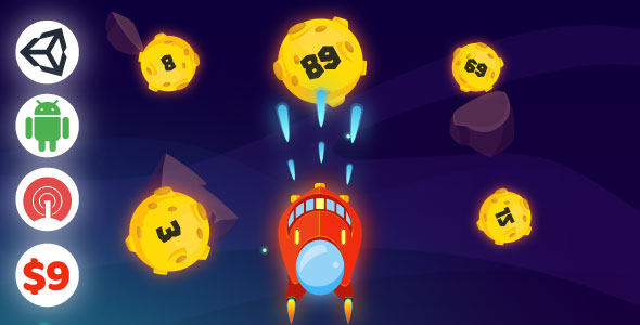 Space Asteroids Shooting Android Game – Unity Ads + OneSignal Push Notifications