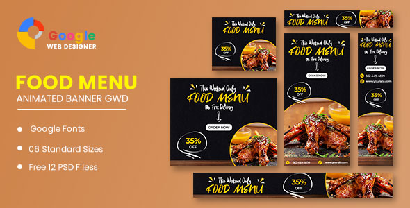 Food Google Adwords HTML5 Banner Ads GWD