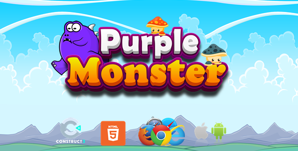 Purple Monster Adventure – Platform Game – HTML5/Mobile – (C3P)