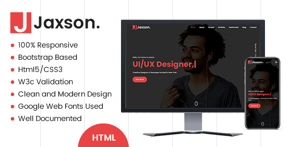 Jaxson – Responsive One Page Portfolio Template