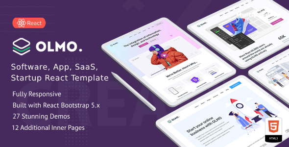OLMO – React Landing Page Templates with Next JS
