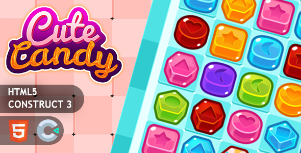 Cute Candy Match 3 Construct 3 HTML 5 Game