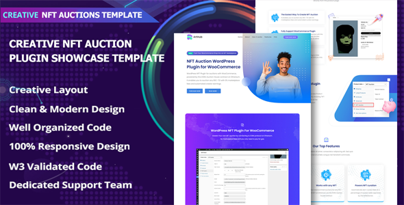 ArtHub – NFT Auctions Plugin Showcase Template