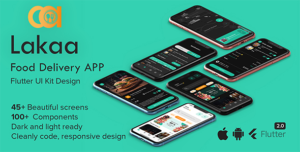 Lakaa – Best food delivery APP Template – Flutter 2.0 – Android & IOS UI Kit