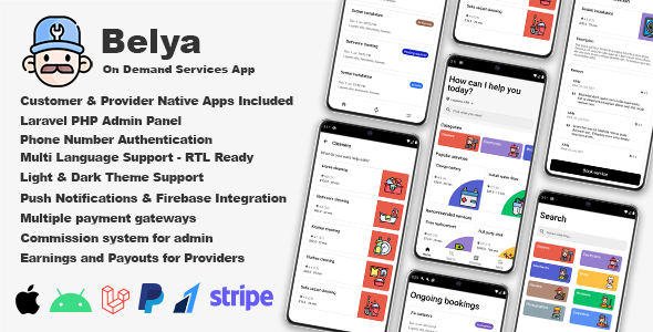 Belya – On Demand Service App | Customer & Provider Apps with Admin Panel