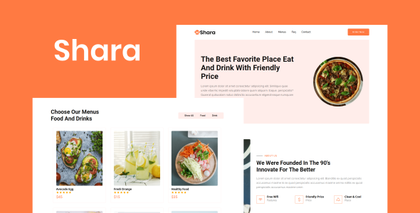 Shara – Food & Drink Touchdown Page Template