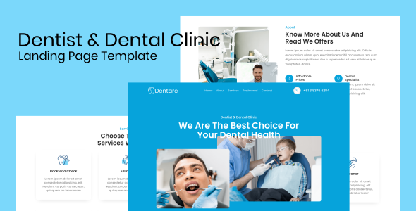 Dentare – Dentist & Dental Health facility Touchdown Web page Template