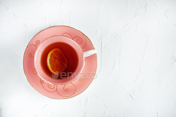 A honorable cup of tea and saucer. High deem. The belief of drinks an