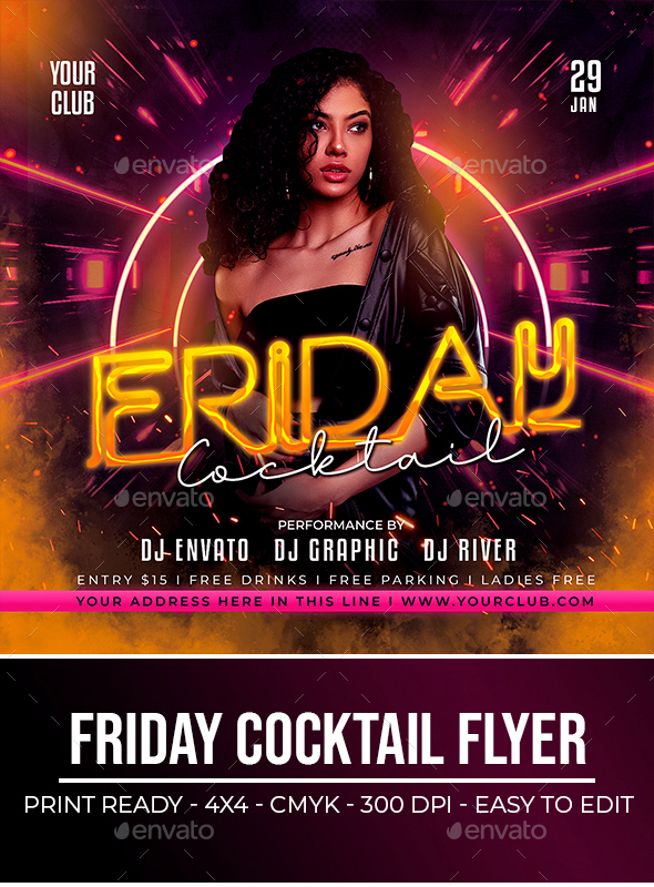 Friday Cocktail Flyer