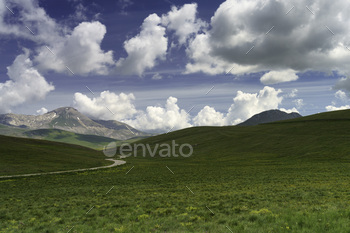 Mountain panorama at Gran Sasso Pure Park, in Abruzzo, Italy