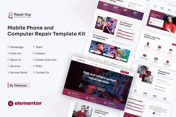 Repair Man | Mobile Phone & Computer Repair Elementor Template Kit