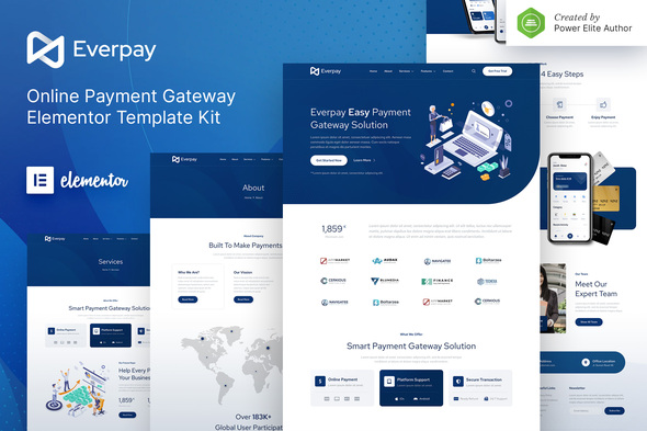 Everpay – On-line Payment Gateway & Fintech Elementor Template Kit