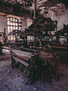 Extinct loom in deserted factory