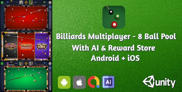 Billiards Multiplayer – 8 Ball Pool With AI & Reward Retailer | Google AdMob | Solidarity Adverts | Android+iOS