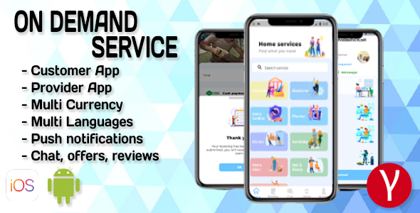 On Demand Service Solution 4 Apps Customer+Provider+Admin Panel+Web Site – Flutter (iOS+Android)