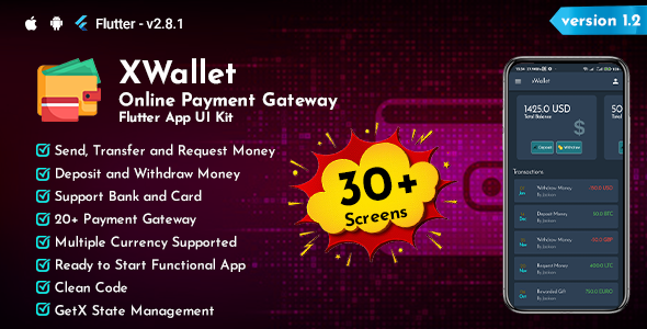 XWallet – Online Fee Gateway Flutter App UI Equipment