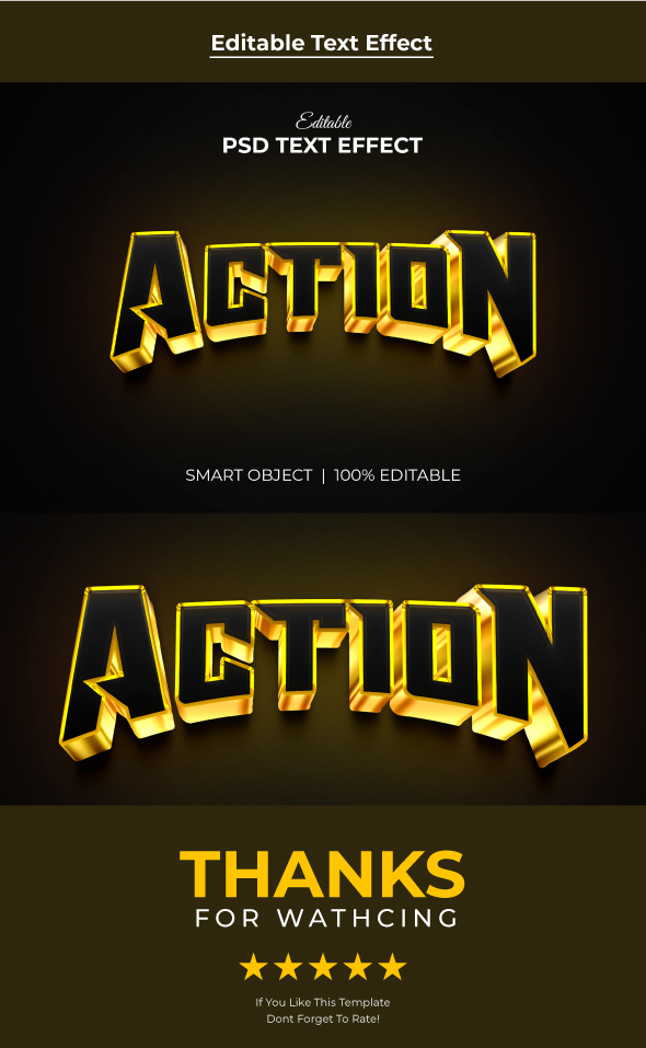 Action Luxury editable 3d text attain mockup