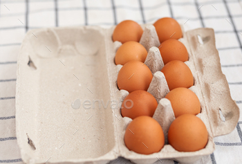 Just a few brown eggs amongst the empty cells of a astronomical cardboard receive