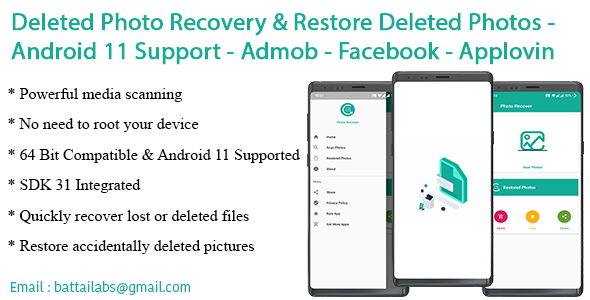 Deleted Photo Restoration & Restore Deleted Photos – Android 11 Toughen – Admob – Facebook – Applovin