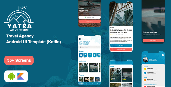 Yatra – Shuffle Agency UI Template (Kotlin)
