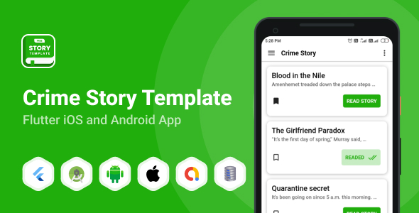 Crime Story Template Offline – Flutter elephantine source code Android & iOS App with Google Admob