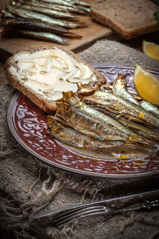 Tasty smoked sprats.