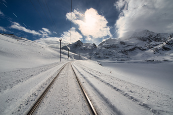 Prepare railway excessive in the mountains in the snow