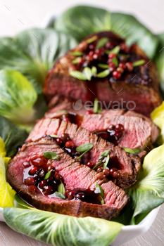 Slices of Beef Tenderloin ready to be Served.