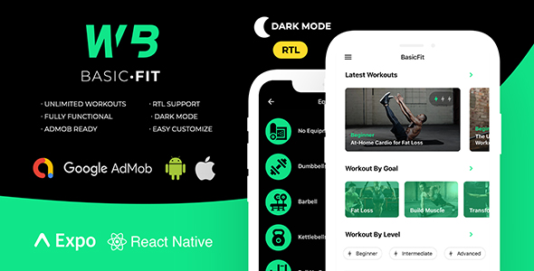 FitBasic – Entire React Native Health App + Multi-Language + RTL Pork up