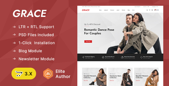 Grace – On-line Apparel Retailer OpenCart 3.x Responsive Theme