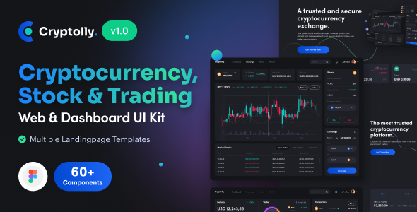 Cryptolly – Cryptocurrency Landing Net page – Dashboard UI Kit